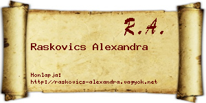 Raskovics Alexandra névjegykártya